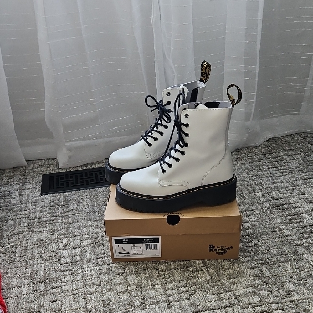 Dr. Martens White Boots with Black Accents